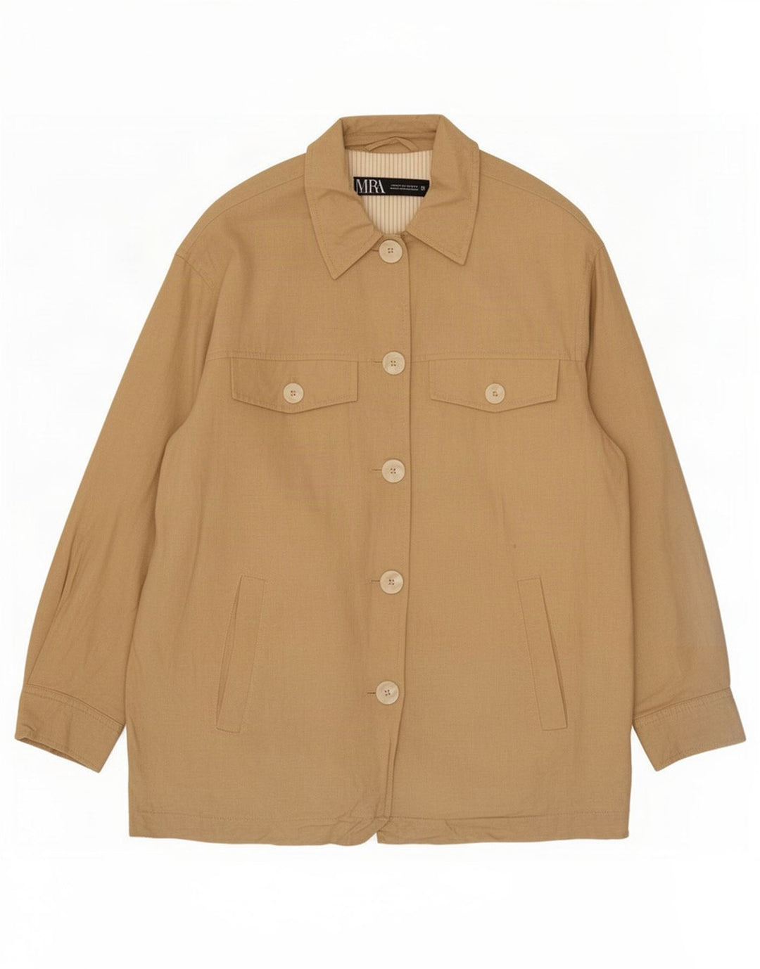 Zara oversized bomberjakke til kvinder DK 6 XS Beige Viscose