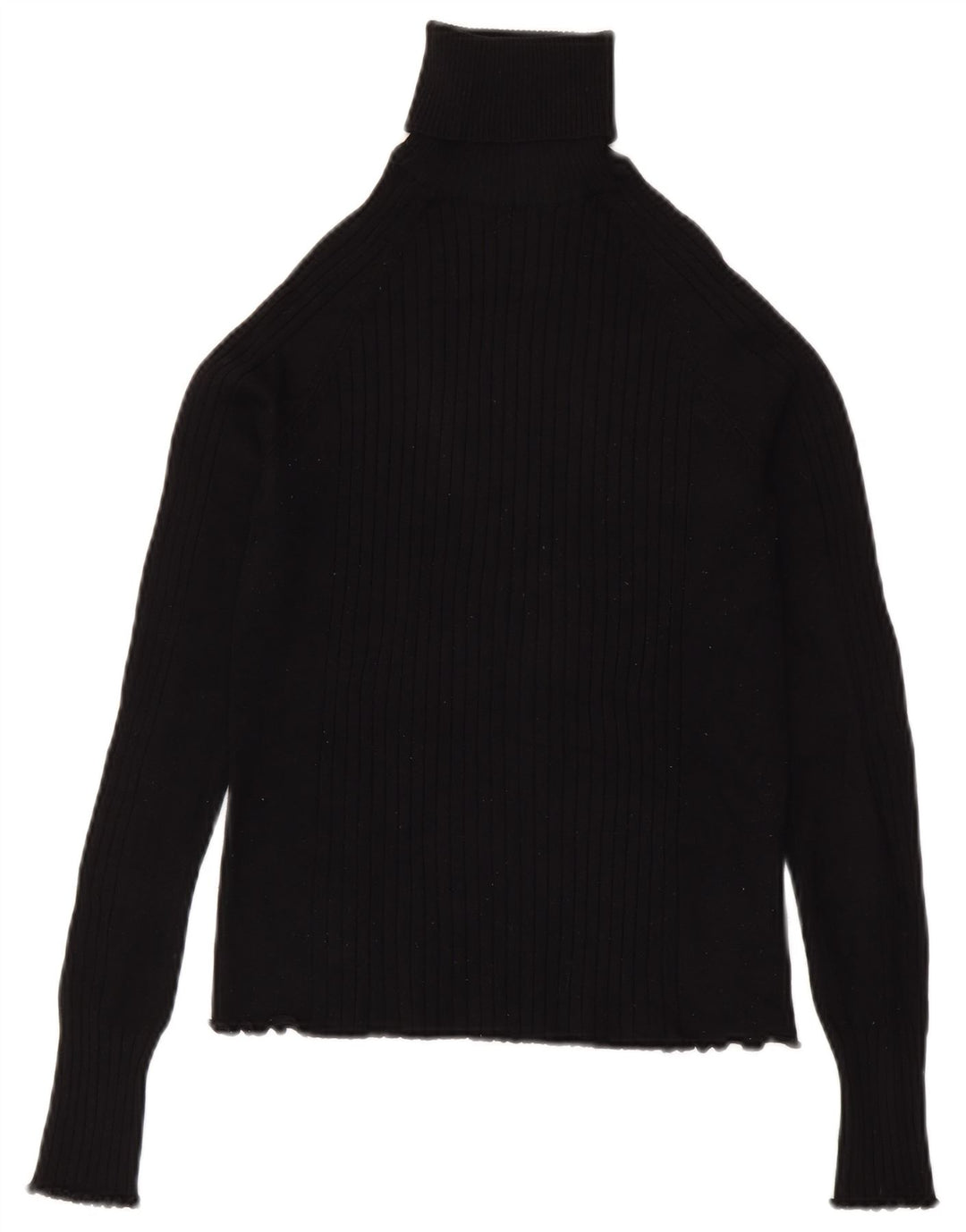 Zara Dame Rullehals Sweater UK 8 Small Black Viscose