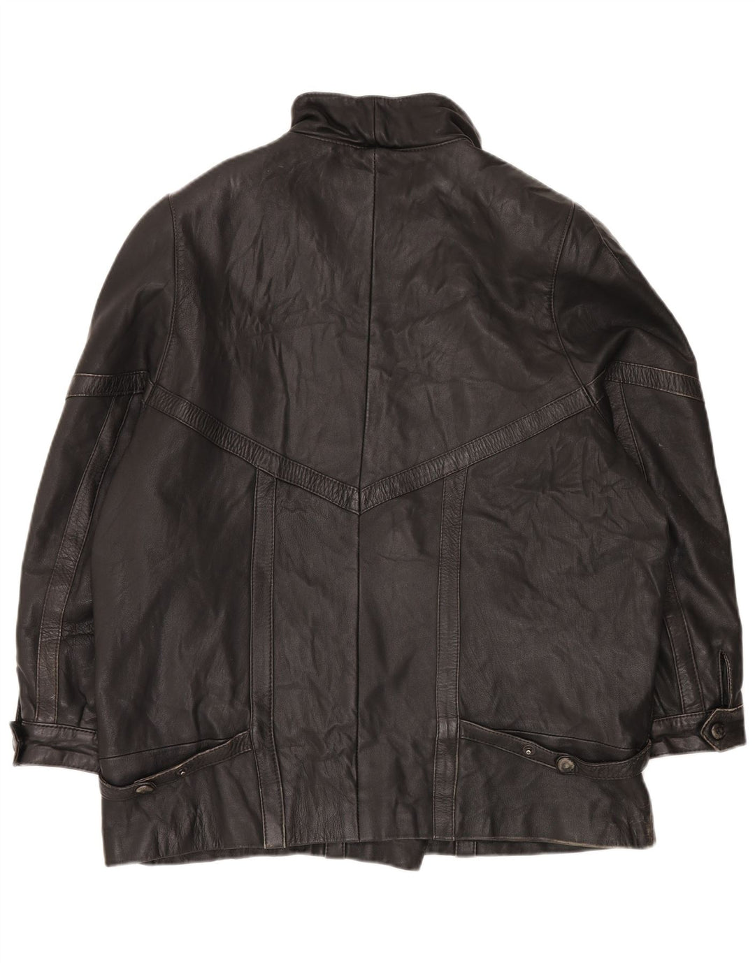Vintage oversize læderjakke til kvinder EU 46 XL sort læder