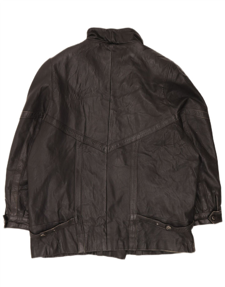 Vintage oversize læderjakke til kvinder EU 46 XL sort læder