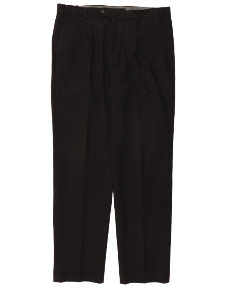 MARKS & SPENCER Herre Regular Fit Suit Bukser W36 L33 Sort polyester