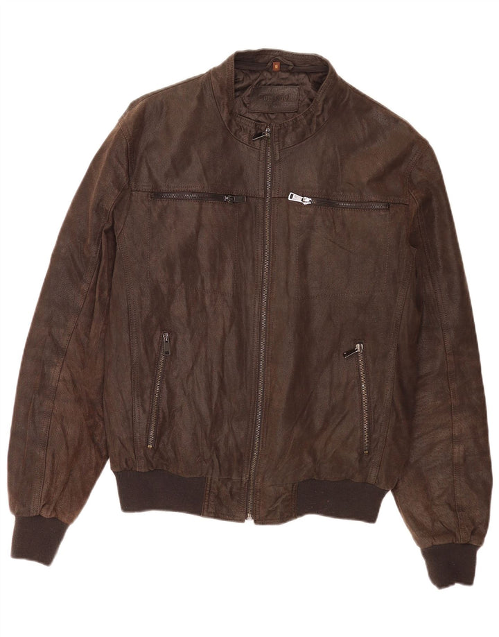 Conbipel Herre Læder Bomber Jacket IT 50 Stor Brun