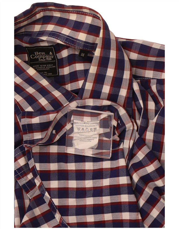 BEST COMPANY Mens Shirt Medium Navy Blue Check Cotton