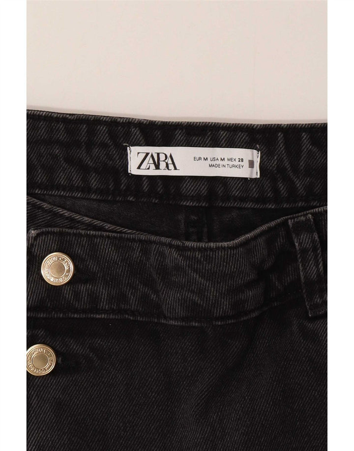 Zara Dame højtaljede denimshorts Medium W28 Grå