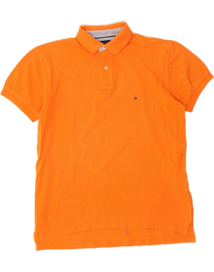 TOMMY HILFIGER Mens Polo Shirt Large Orange Cotton Vintage Tommy Hilfiger and Second-Hand Tommy Hilfiger from Messina Hembry 
