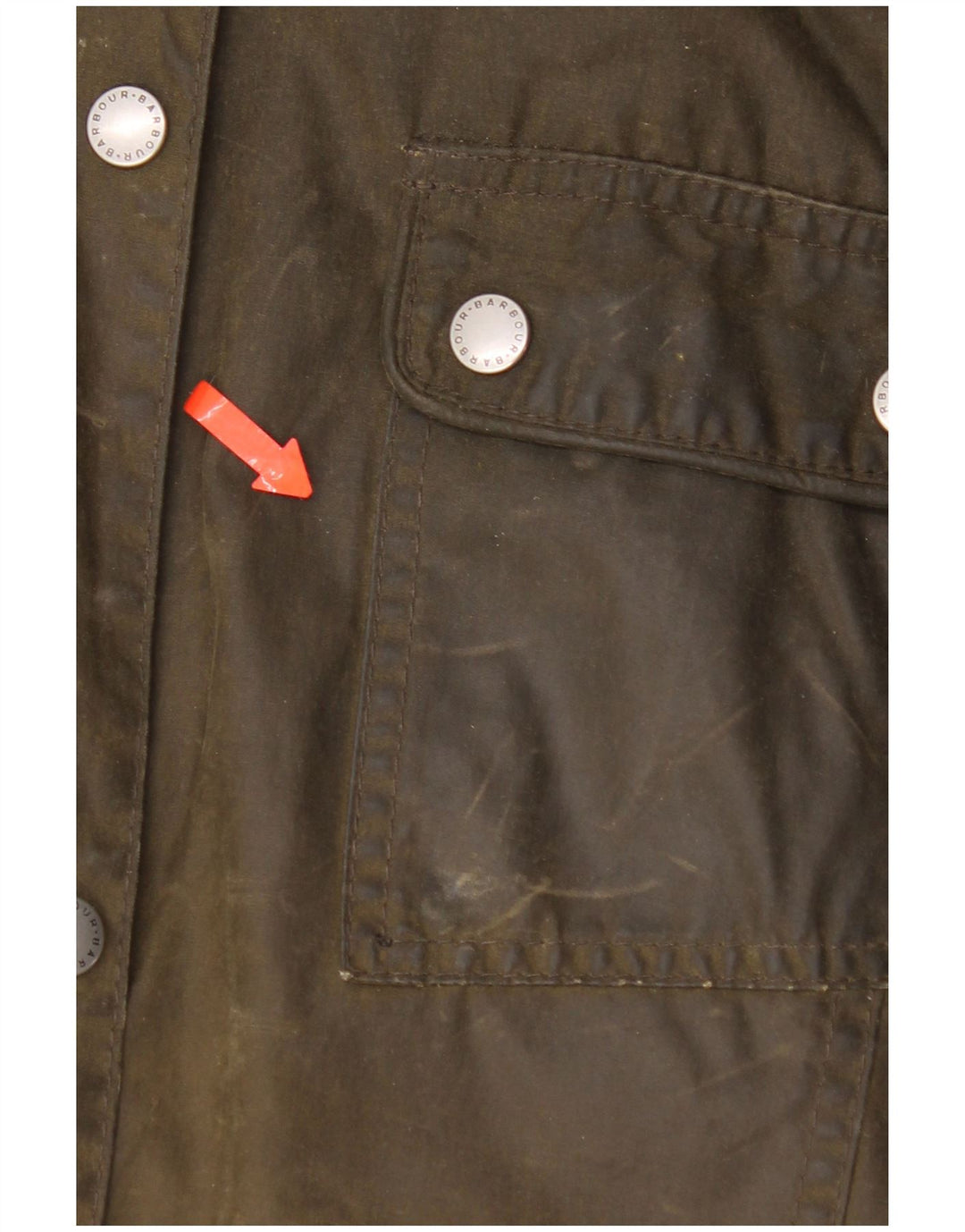 Barbour Dame Hætte Vokset Bomuldsjakke UK 12 Medium Khaki Bomuld