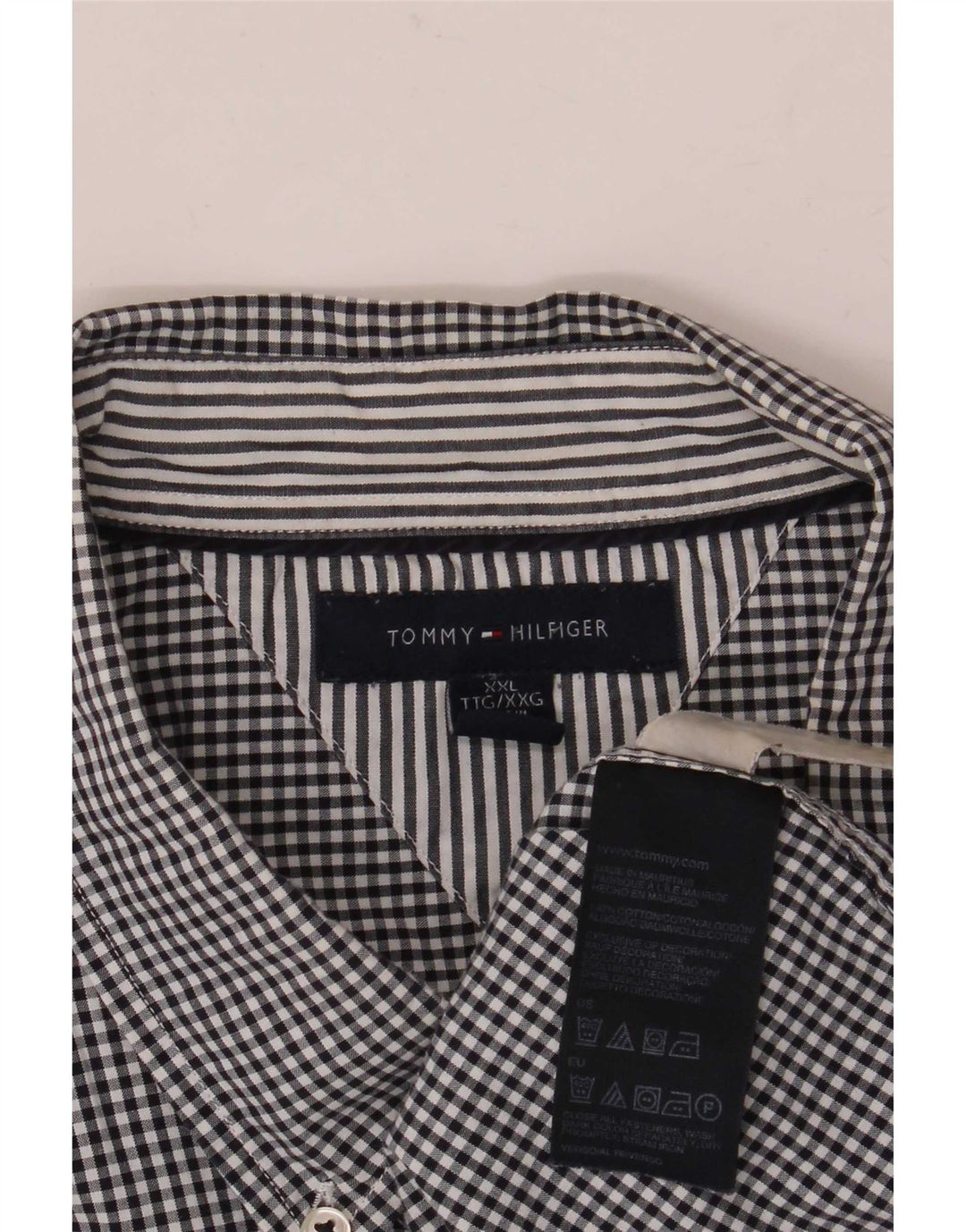 Tommy Hilfiger herreskjorte 2XL sort ternet bomuld