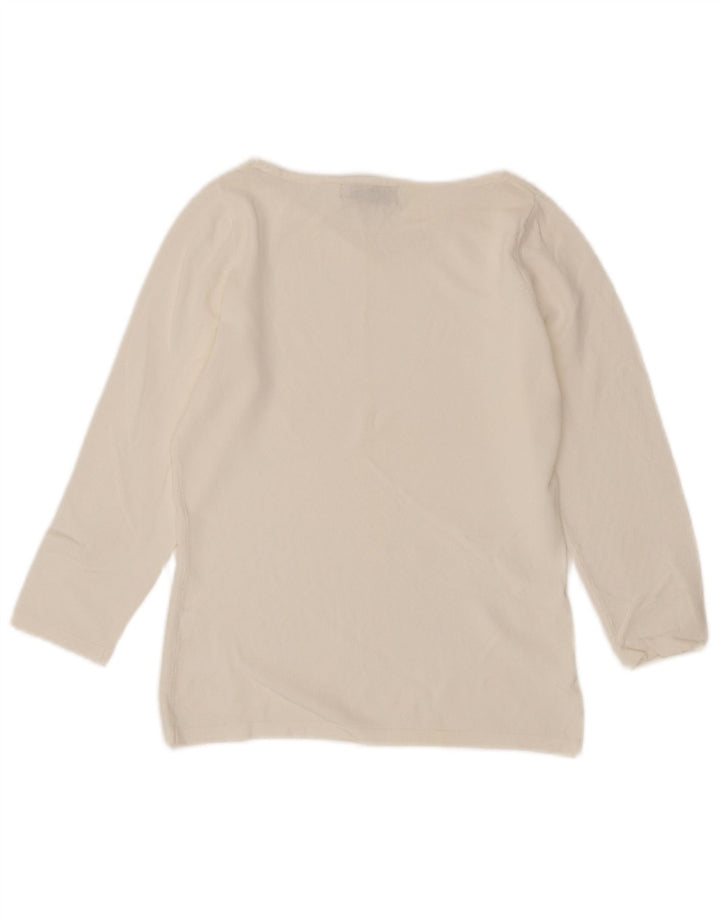 Zara Dame Top 3/4 ærmer UK 12 Medium White Rayon