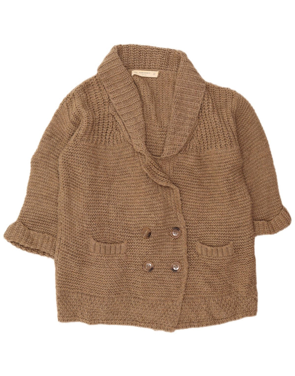 Zara Womens Longline Oversized Cardigan Sweater UK 14 Medium Brun Akryl