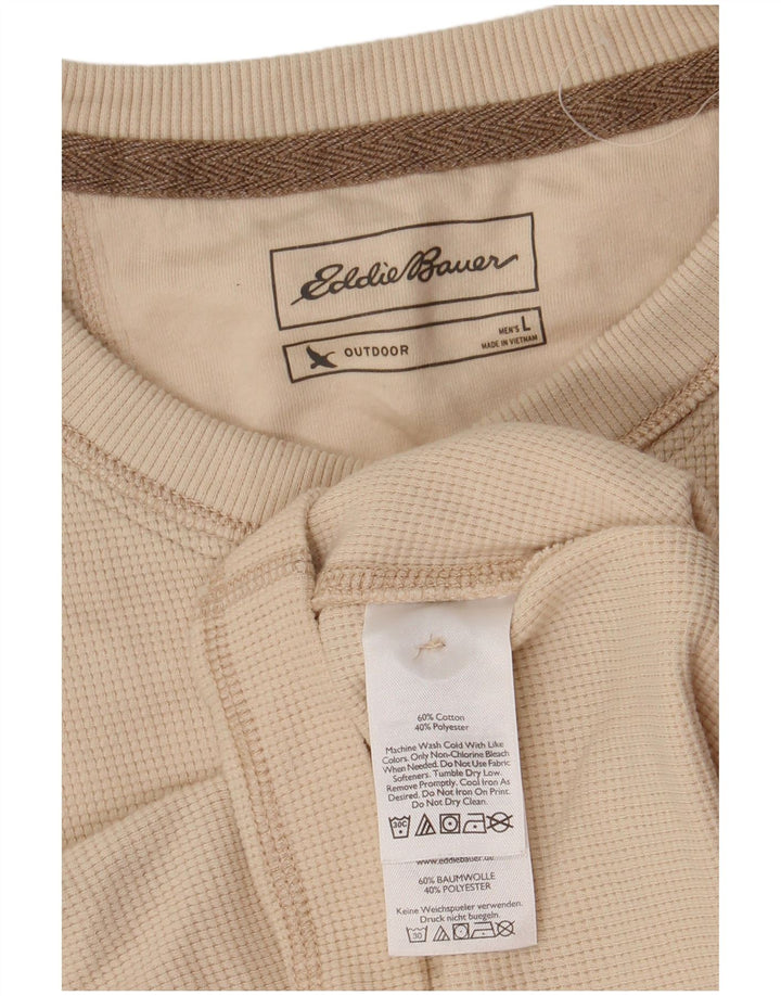 Eddie Bauer Herre Top Langærmet Stor Beige Bomuld