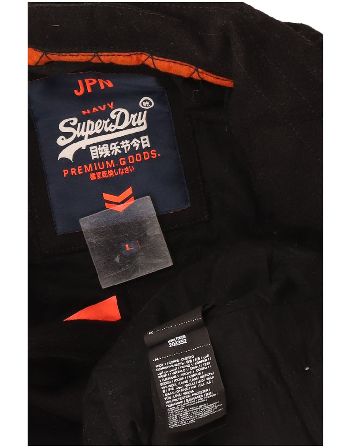 Superdry Men Pea Coat UK 40 Large Black Wool