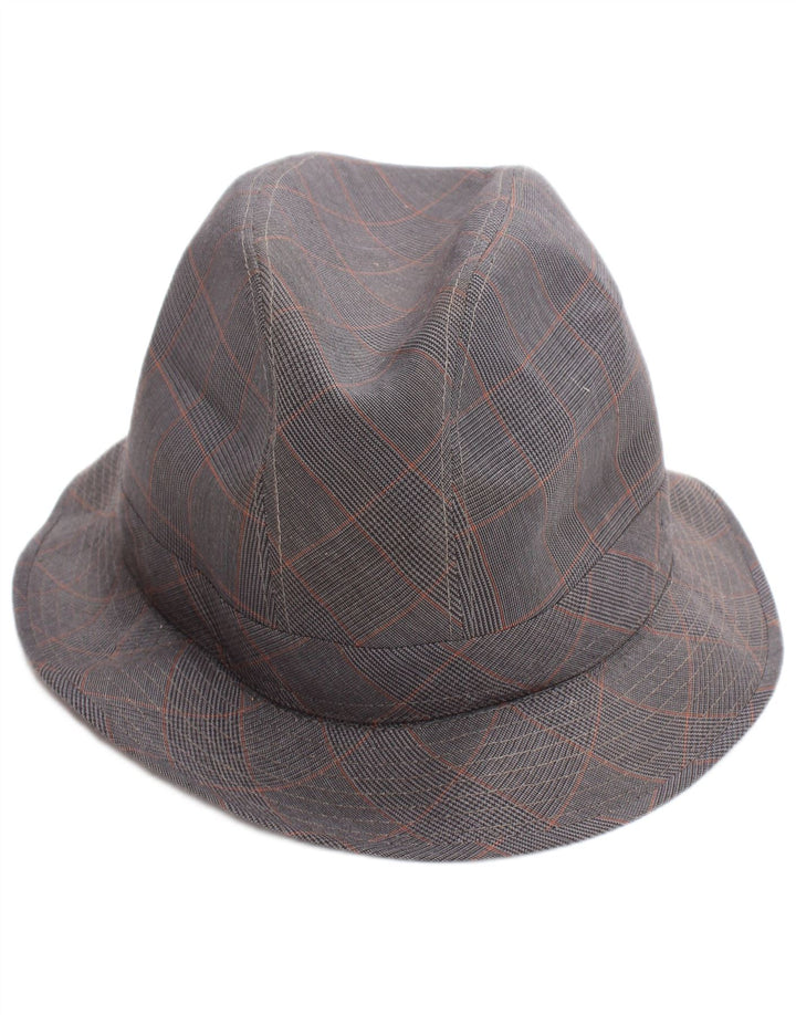 Vintage Herre Fedora Hat Stor Grå Ternet Klassisk