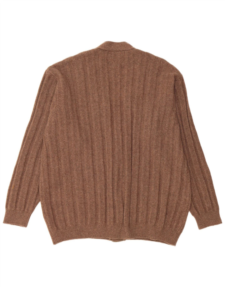 Stefanel Herre Cardigan Sweater XL Brun Uld