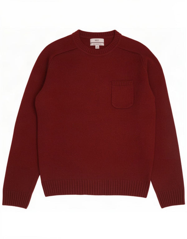 Marks & Spencer Herre Boat Neck Jumper Sweater Medium Maroon Lammeuld