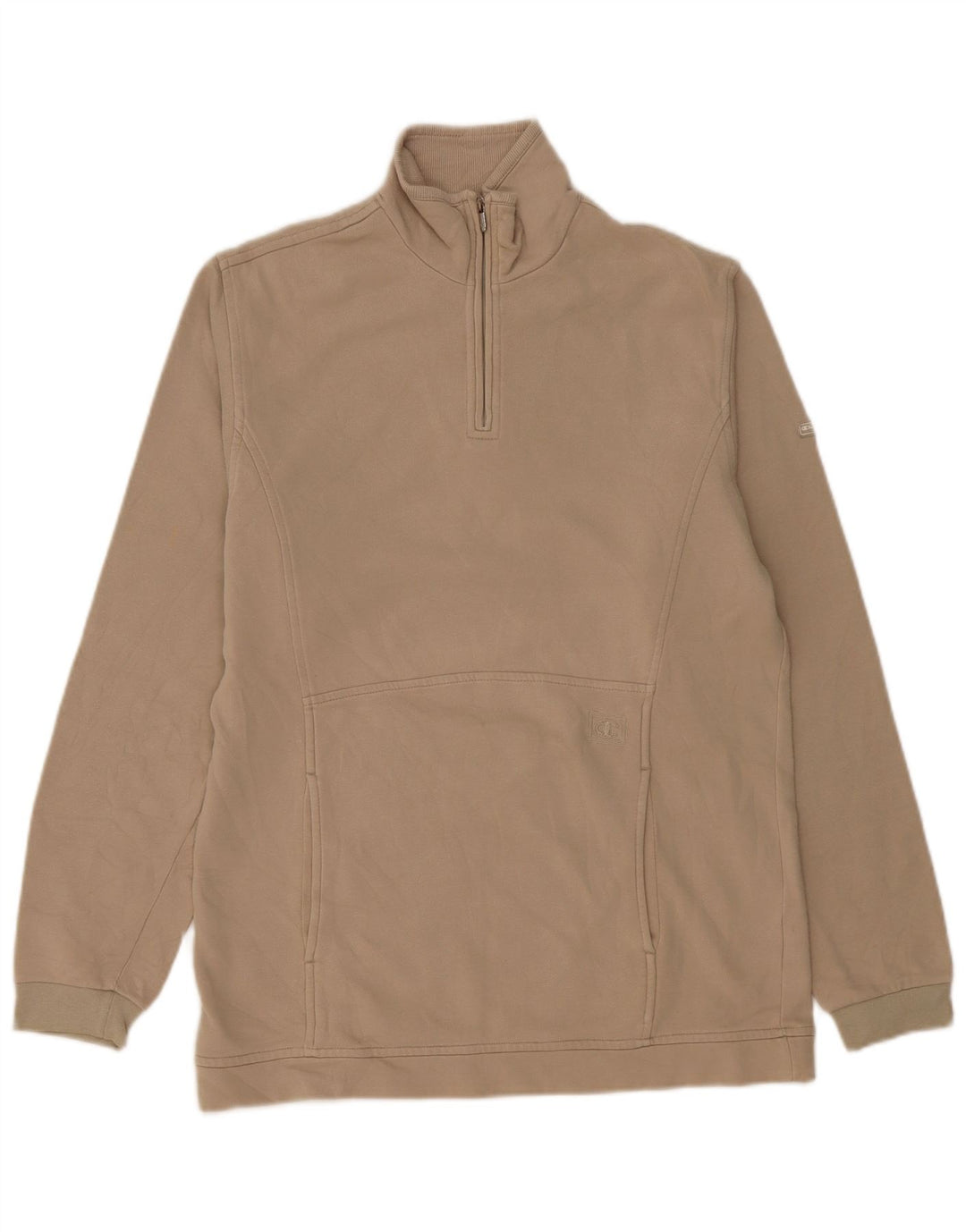 Champion Herre Zip Neck Sweatshirt Jumper Stor Beige Bomuld
