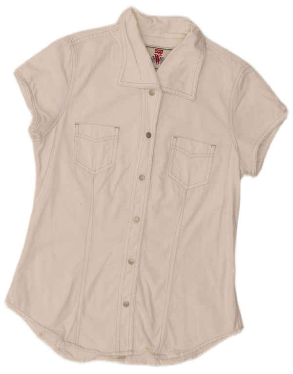 Levi's Kortærmet denimskjorte til kvinder UK 12 Medium White Bomuld