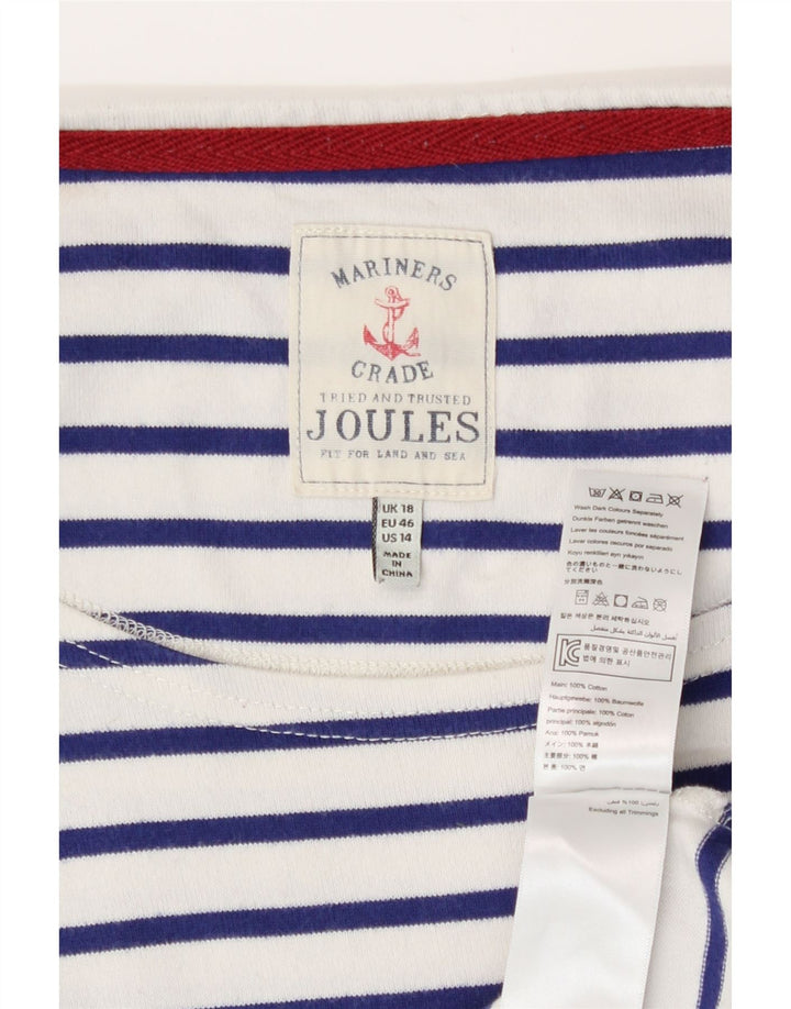 Joules dametop 3/4 ærmer UK 18 XL Hvidstribet bomuld