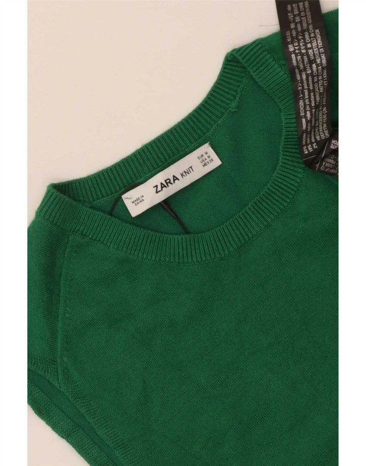 Zara Dame Vest Tank Top UK 12 Medium Green Viscose