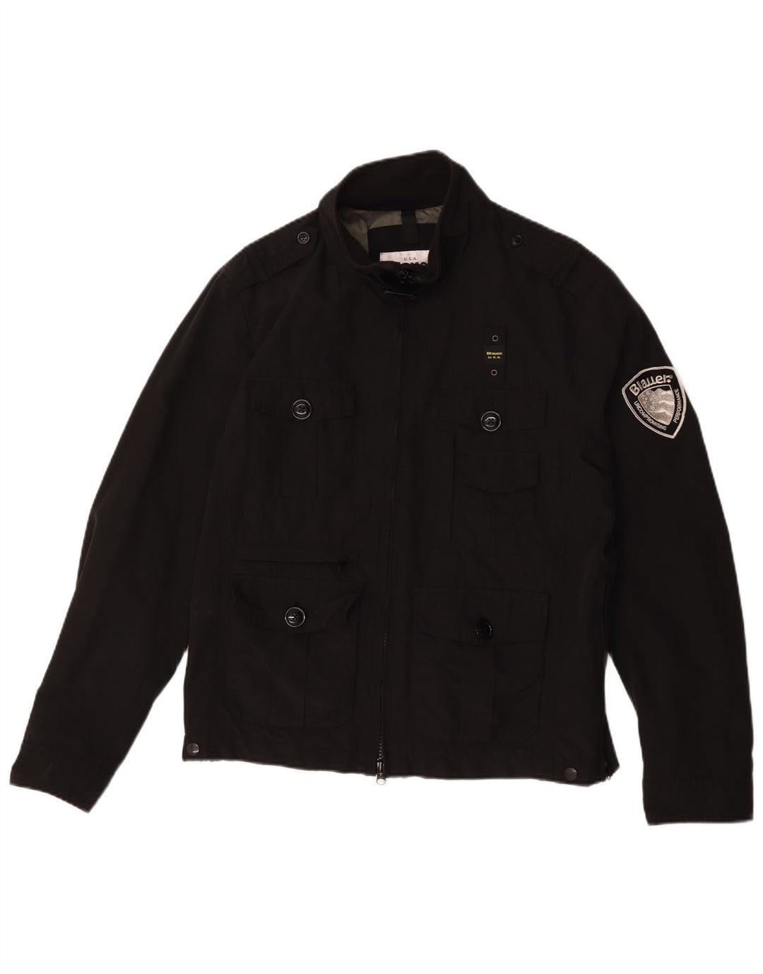 Blauer Herre Military Utility Jacket UK 42 XL Sort Bomuld