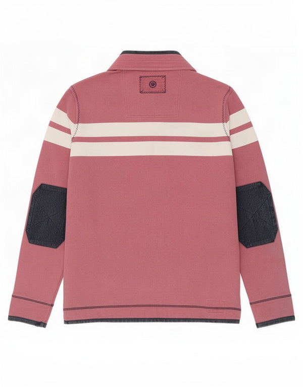 Fat Face Herre The Airlie Zip Neck Sweatshirt Jumper Medium Pink Stribet