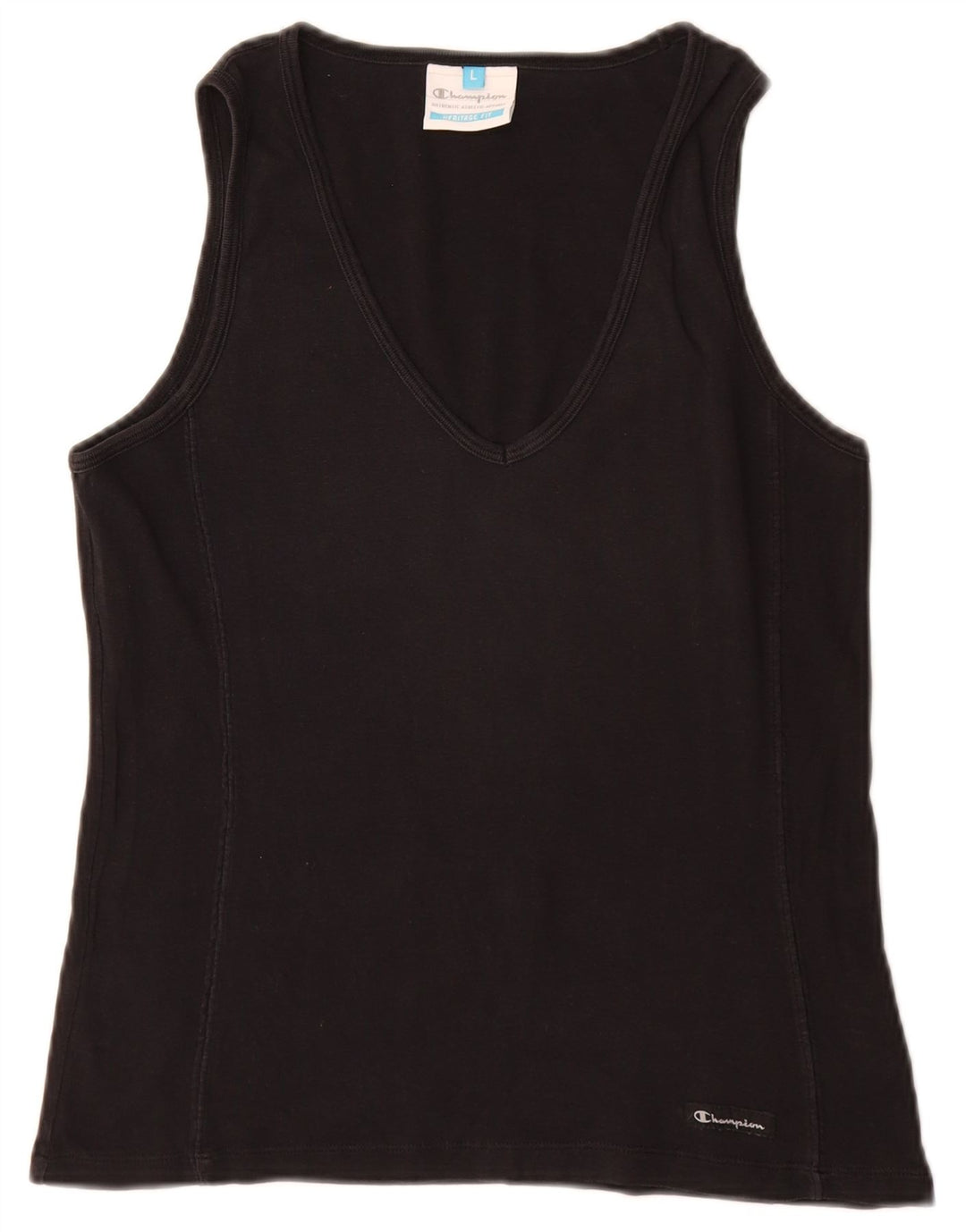 Champion Womens Heritage Fit Vest Top UK 14 Large Black Bomuld