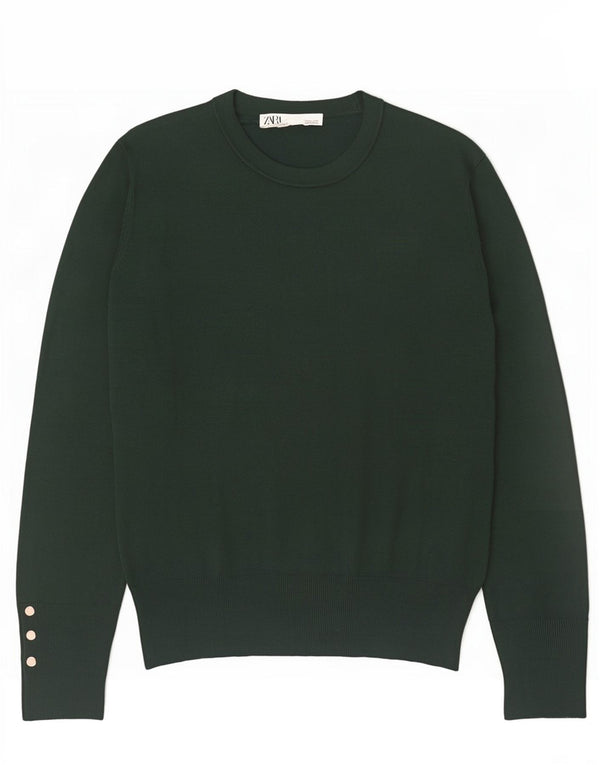 Zara Dame sweater med rund hals DK 12 Medium Grøn viskose