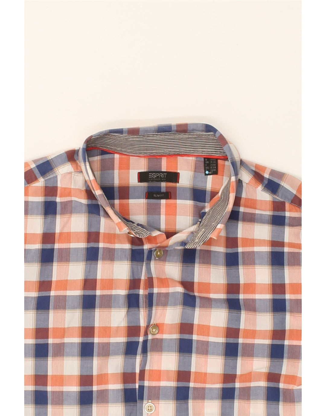 ESPRIT Mens Slim Fit Shirt Size 15 3/4 Medium Blue Check Cotton Vintage Esprit and Second-Hand Esprit from Messina Hembry 