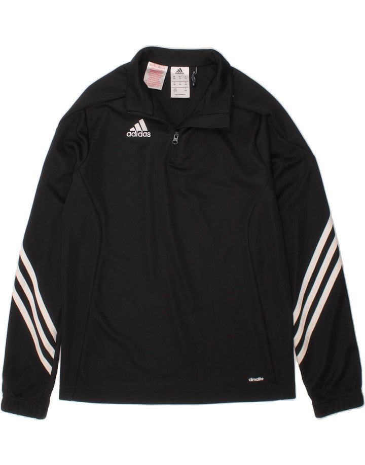 ADIDAS Boys Climalite Pullover Tracksuit Top 9-10 Years Medium Black Vintage Adidas and Second-Hand Adidas from Messina Hembry 