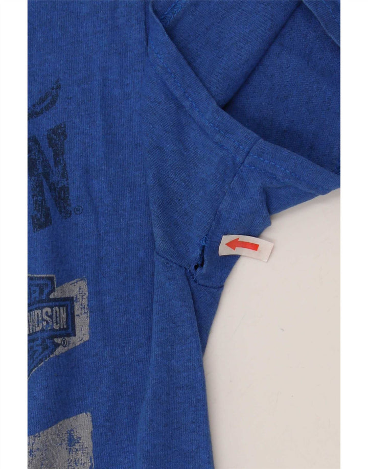 Harley Davidson Herre grafisk T-shirt top lille blå motorcykel