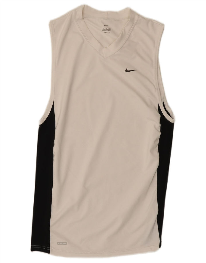 Nike Herre Dri Fit Vest Top Stor Hvid Colourblock Polyester