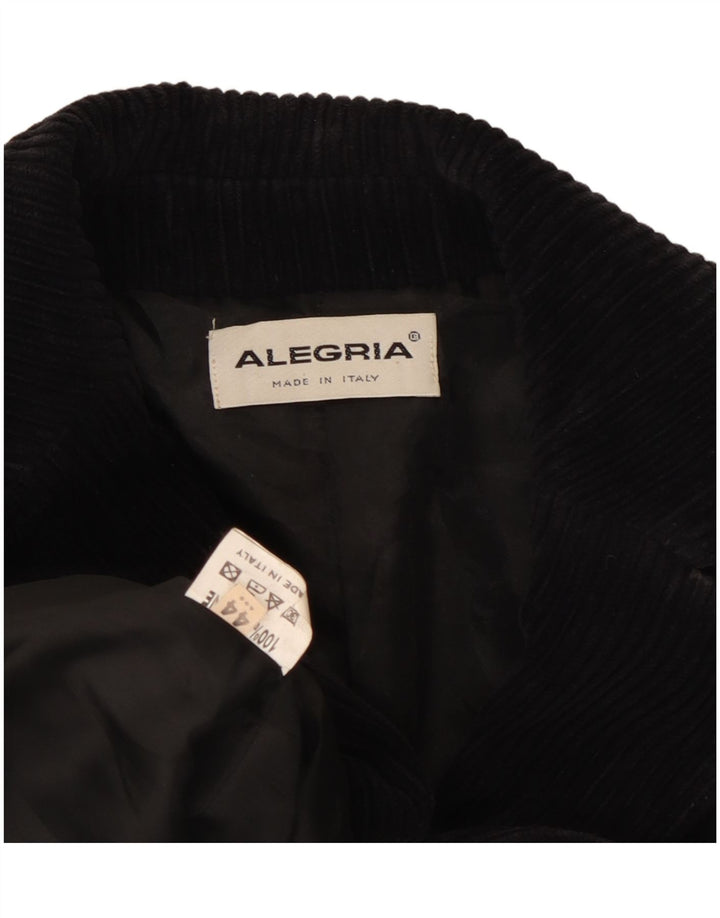Alegria Dame 2-knaps Corduroy Blazer Jacket IT 44 Medium Sort Bomuld