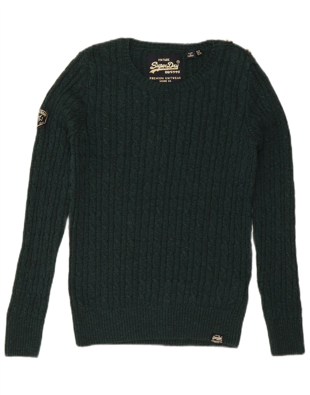 SUPERDRY Dame Boat Neck Jumper Sweater UK 10 Small Green Acryl