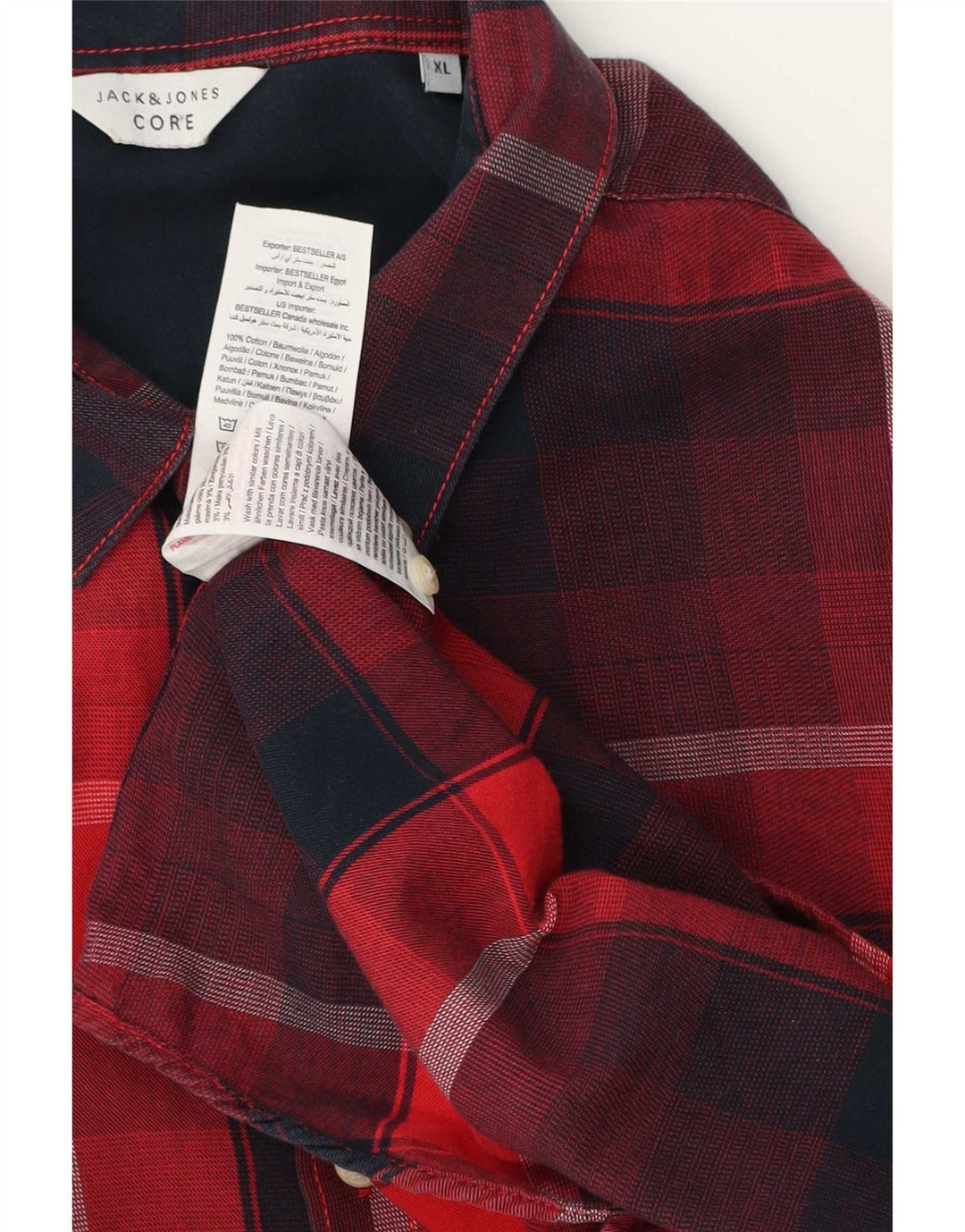 Jack & Jones Herre Core Flannel Shirt XL Rød Plaid Bomuld