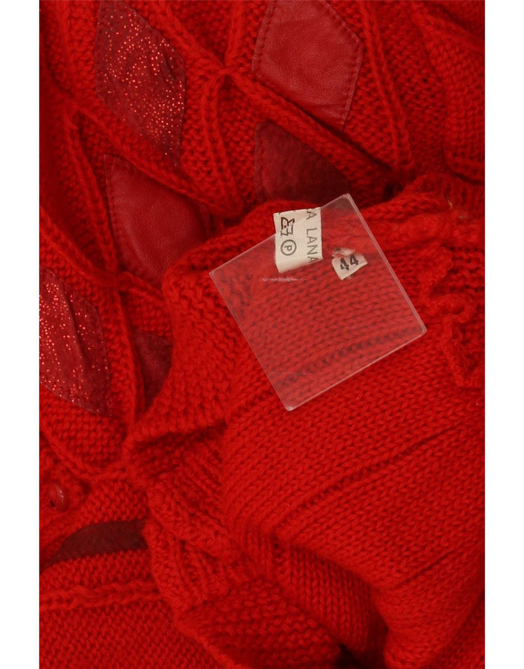 Vintage Dame Loose Fit Cardigan Sweater IT 44 Medium Red Argyle/Diamond