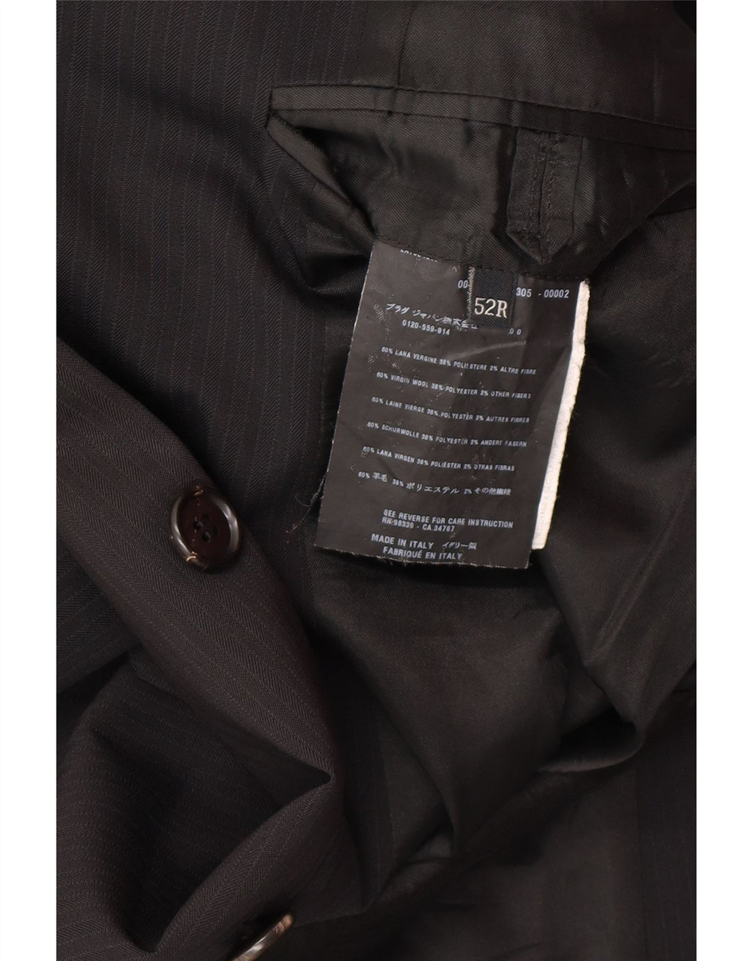 PRADA Herre 3-knap 2-delt jakkesæt IT 52 XL W34 L30 Sort Klassisk