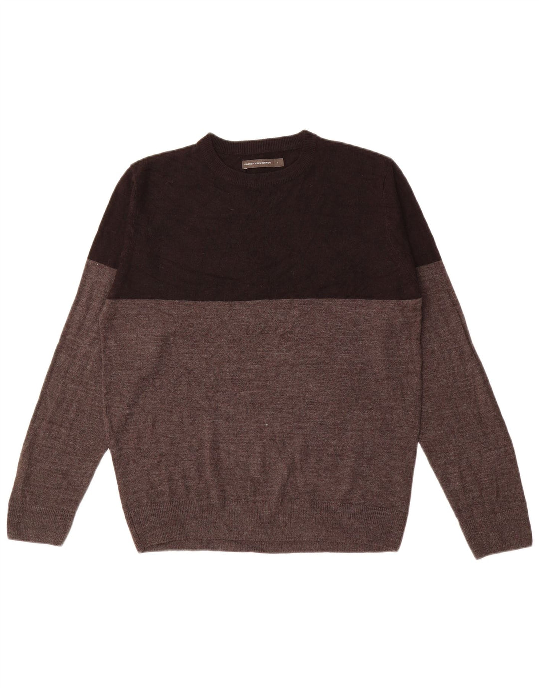 FRENCH CONNECTION Mens Crew Neck Jumper Sweater Large Black Colourblock