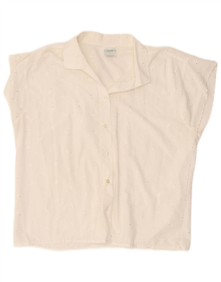 C&A Kortærmet skjortebluse til kvinder EU 44 XL Hvid blomsterpolyester