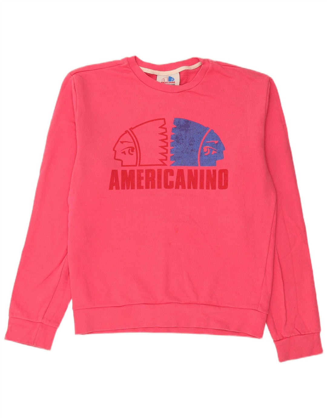 AMERICANNO Dame Grafisk Sweatshirt Jumper UK 16 Large Pink Bomuld