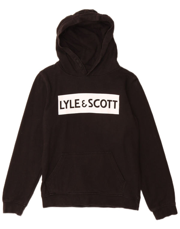Lyle & Scott drenge grafisk hættetrøje 12-13 år sort bomuld
