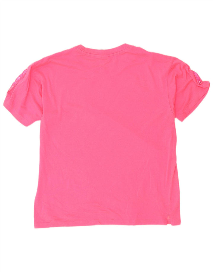 Champion Dame Grafisk T-Shirt Top UK 14 Medium Pink