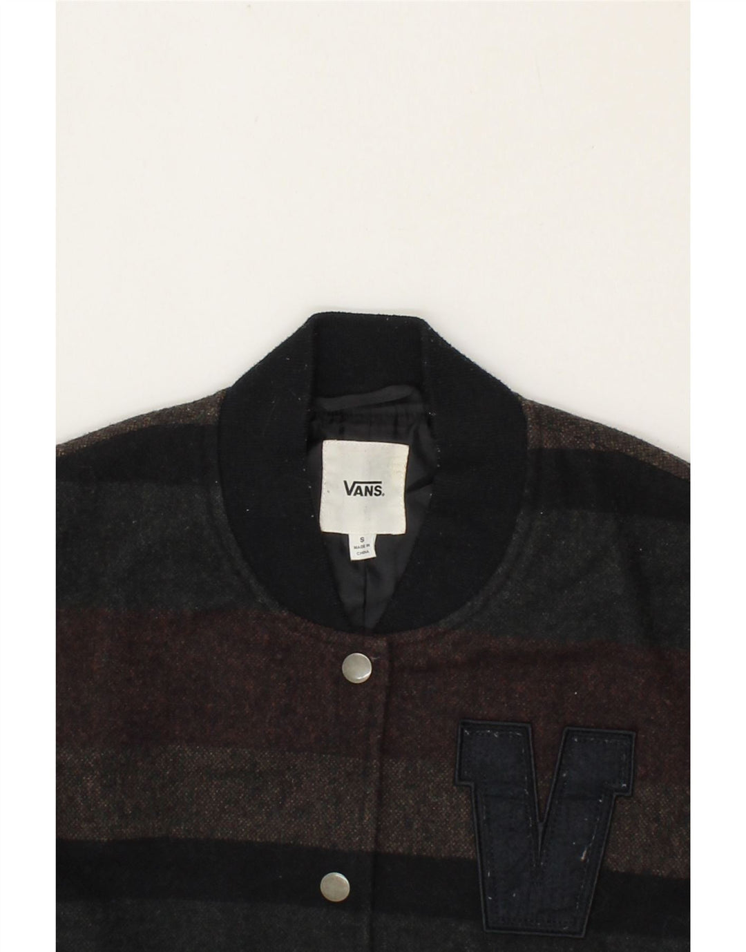 VANS Womens Bomber Jacket UK 10 Small Multicoloured Striped Wool Vintage Vans and Second-Hand Vans from Messina Hembry 