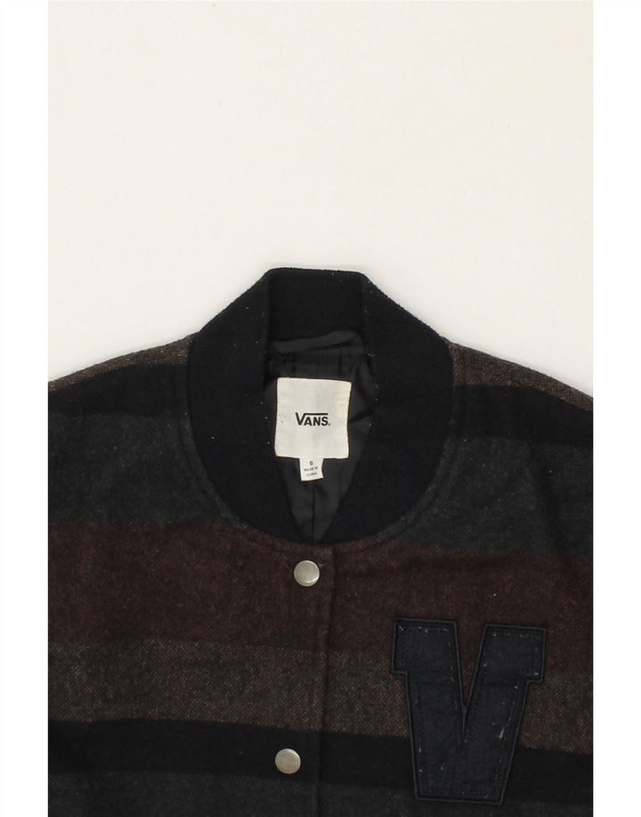 VANS Womens Bomber Jacket UK 10 Small Multicoloured Striped Wool Vintage Vans and Second-Hand Vans from Messina Hembry 