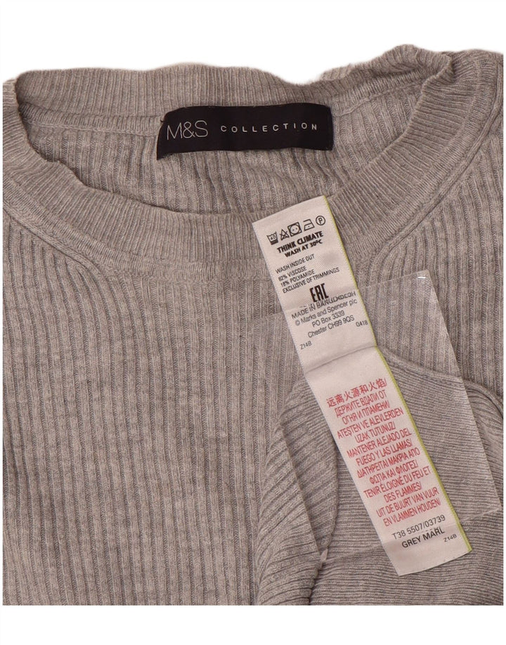 Marks & Spencer Dame sweater med rund hals DK 12 Medium Grå Viscose