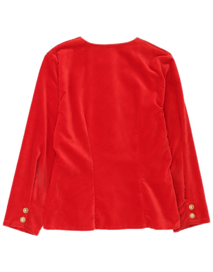 Vintage Dame 5 Button Velvet Blazer Jacket UK 10 Small Red Bomuld