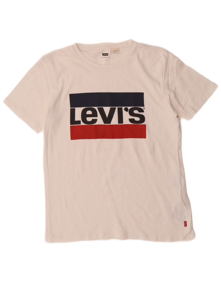 LEVI'S Herre grafisk T-shirt Top Lille hvid bomuld