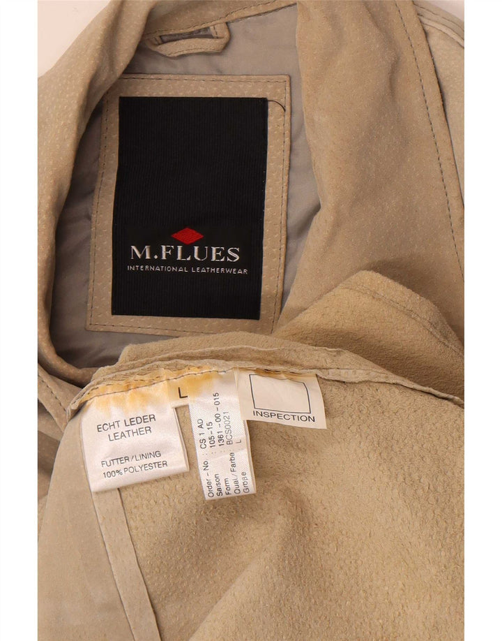 M. Flues Herre Overshirt Ruskindsskjorte Stor Beige Læder