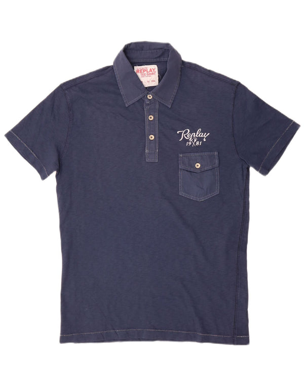 Replay Herre Polo Shirt Medium Navy Blue Bomuld