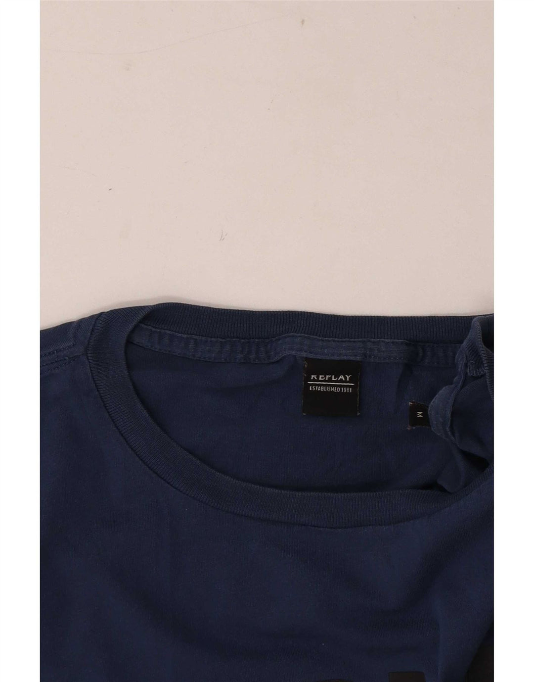 Replay Herre Regular Graphic T-Shirt Top Medium Navy Blue