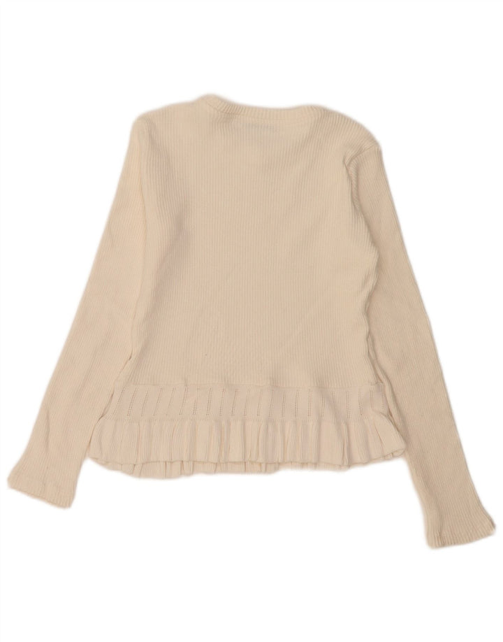 Zara Dame Pullover Top Langærmet UK 12 Medium Off White