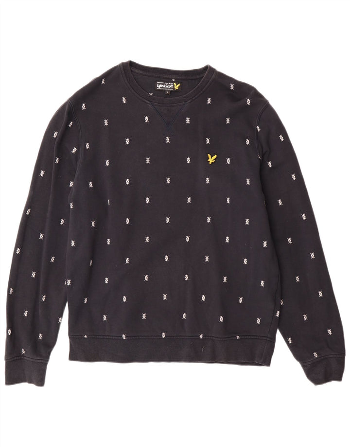 Lyle & Scott Herre Sweatshirt Jumper Stor Marineblå Plettet